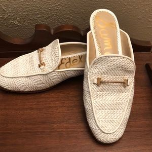 White leather mules